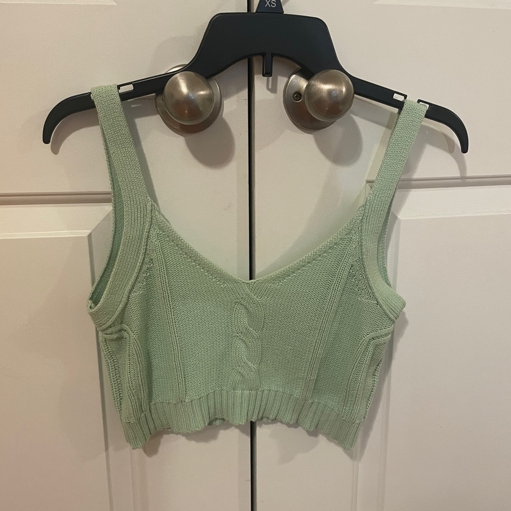 Light Green Knit Crop Top